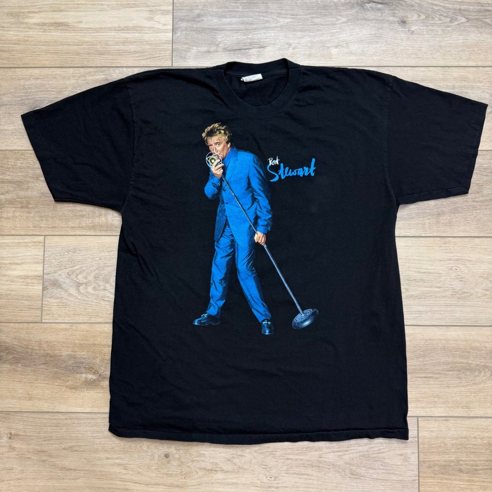 Vintage Rod Stewart‎ All Rod All Night 1998 Tour T-Shirt Black XL Single Stitch